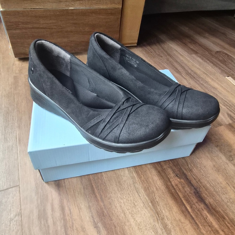 Bzees LifeStride Goody Black Slip On Wedge Loafers Womens 11M Comfort Normcore